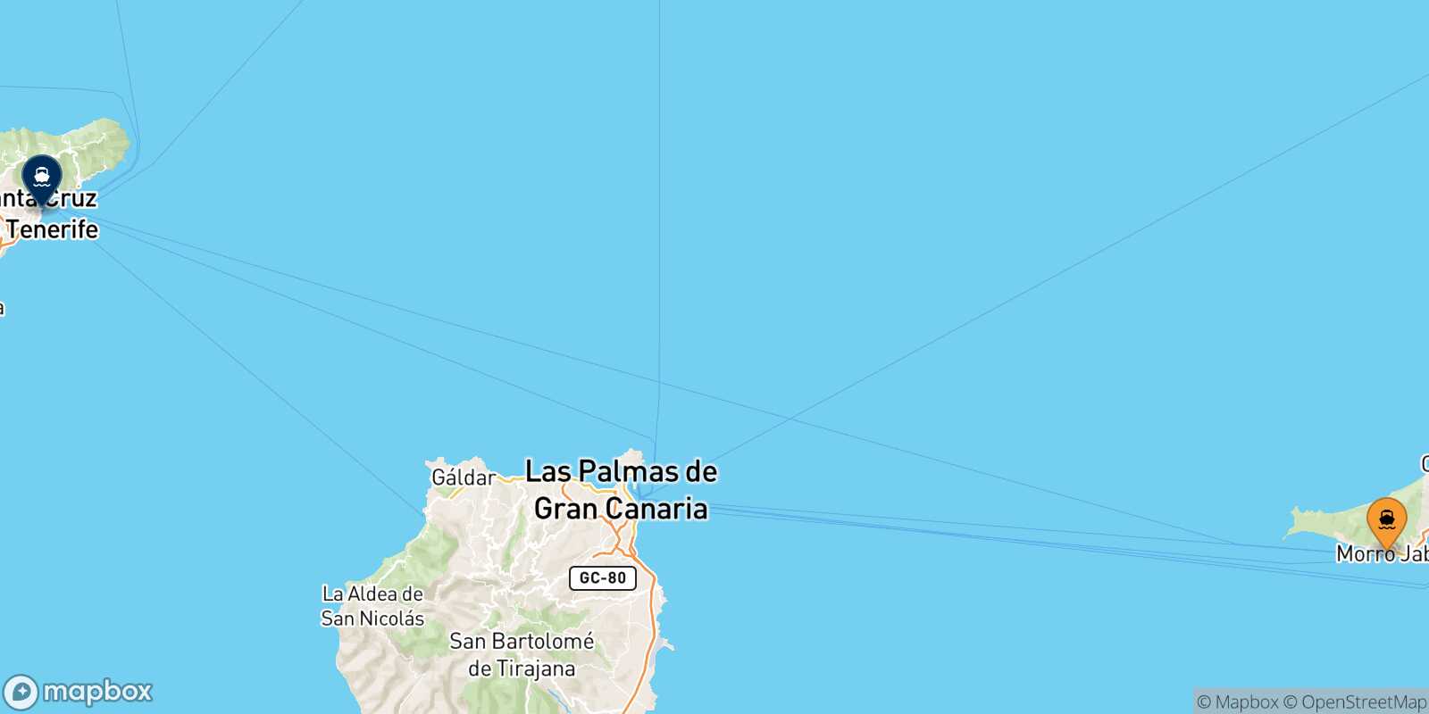 Mapa de la ruta Morro Jable (Fuerteventura) Santa Cruz De Tenerife