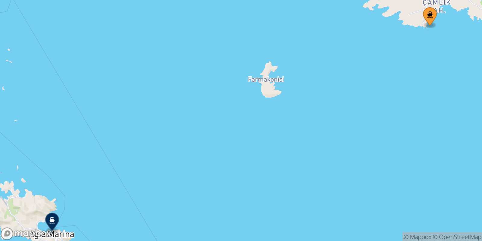 Mapa de la ruta Didim Leros