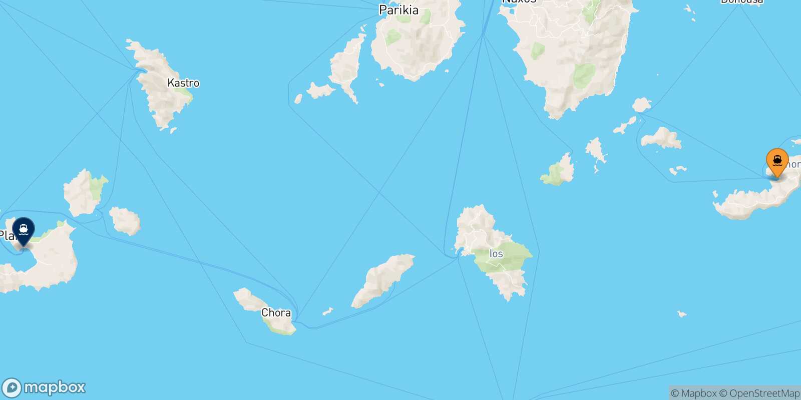 Mapa de la ruta Katapola (Amorgos) Milos