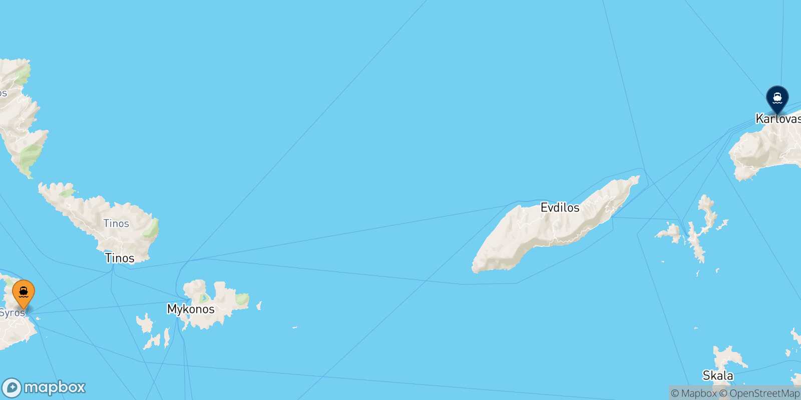 Mapa de la ruta Syros Karlovassi (Samos)