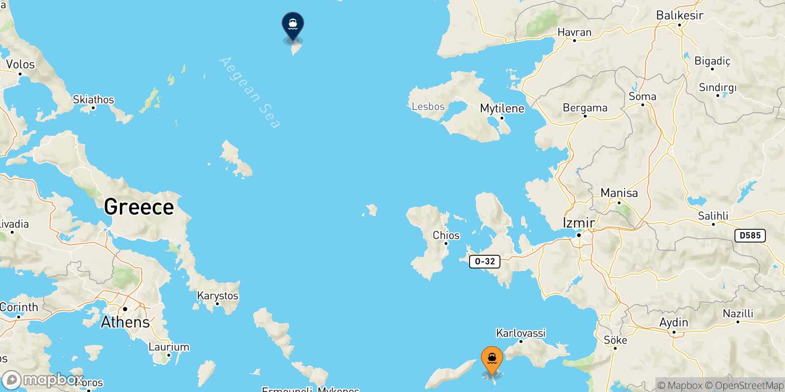 Mapa de la ruta Fourni Agios Efstratios