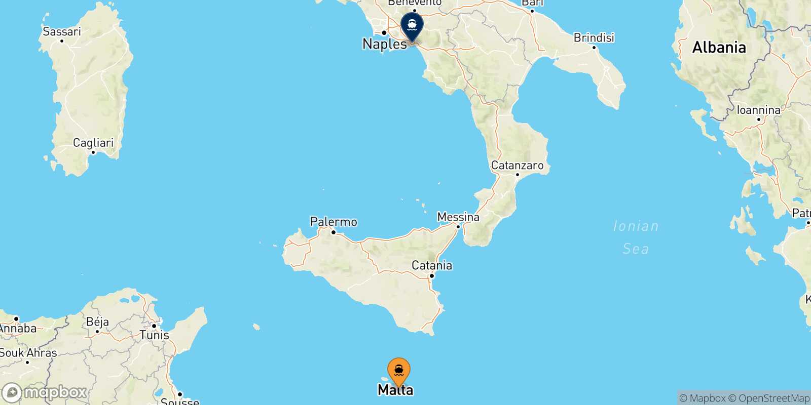 Mapa de la ruta La Valletta (Malta) Salerno