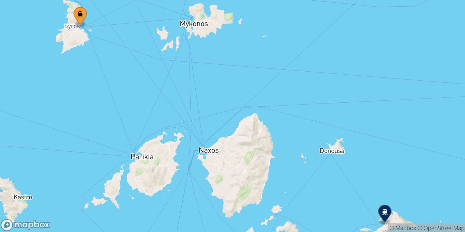 Mapa de la ruta Syros Aegiali (Amorgos)