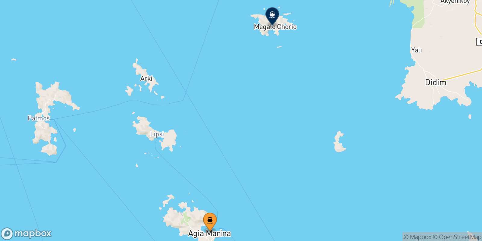 Mapa de la ruta Leros Agathonisi