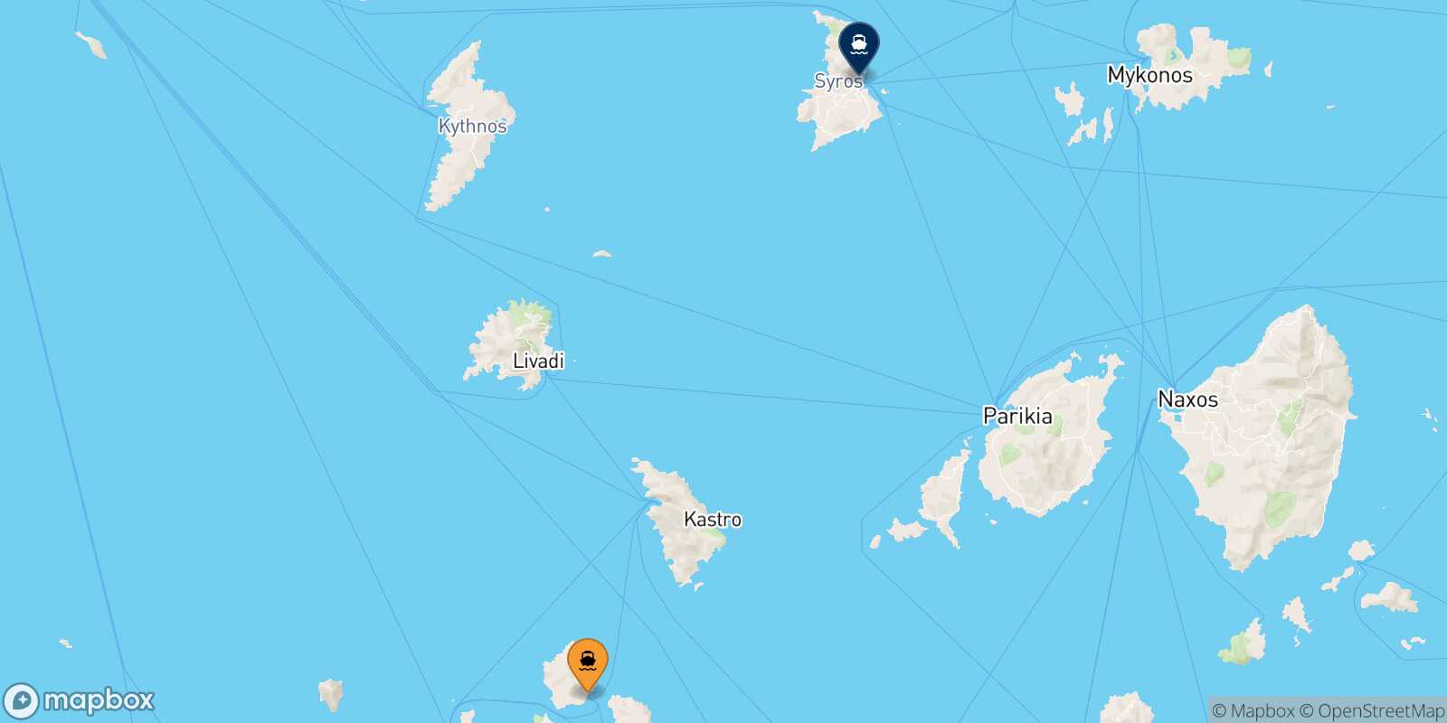 Mapa de la ruta Kimolos Syros