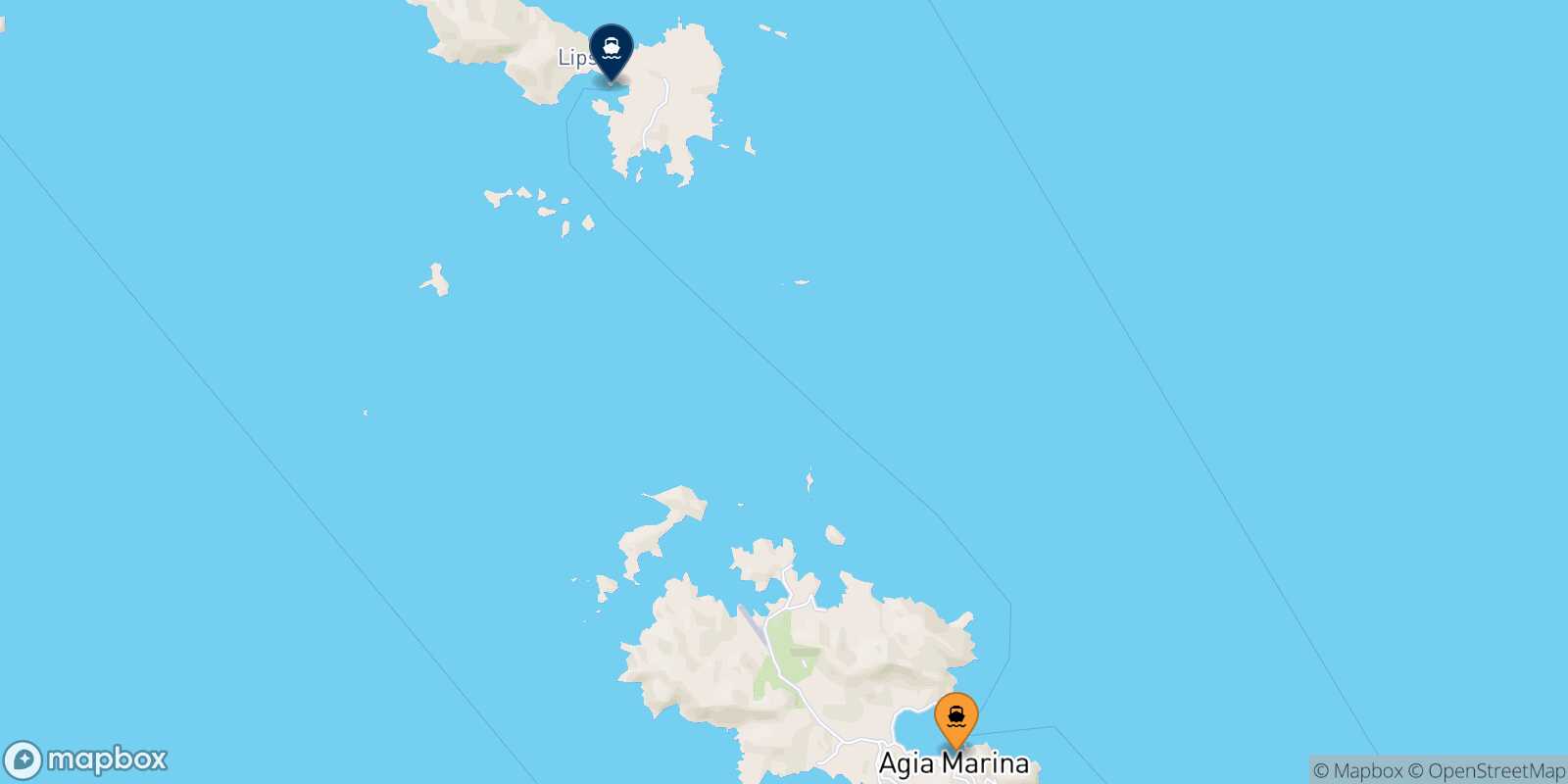 Mapa de la ruta Agia Marina (Leros) Lipsi