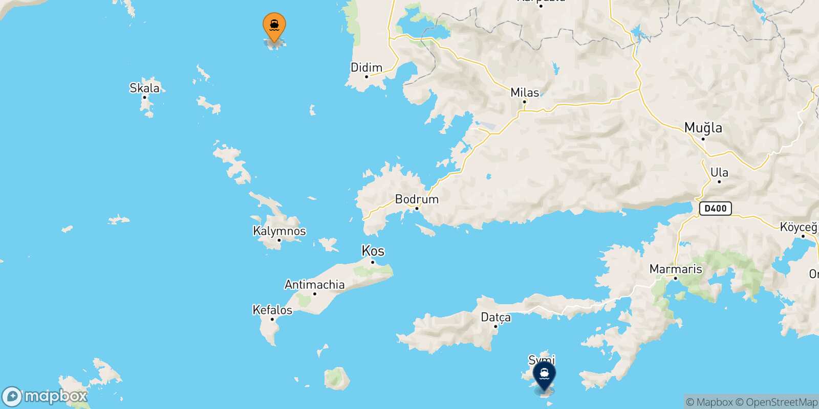 Mapa de la ruta Agathonisi Panormitis (Symi)