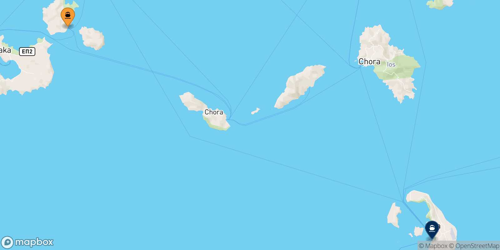 Mapa de la ruta Kimolos Santorini