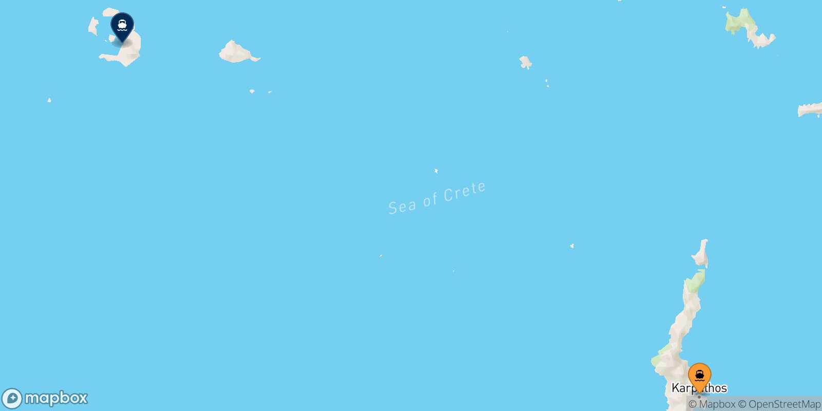 Mapa de la ruta Diafani (Karpathos) Santorini