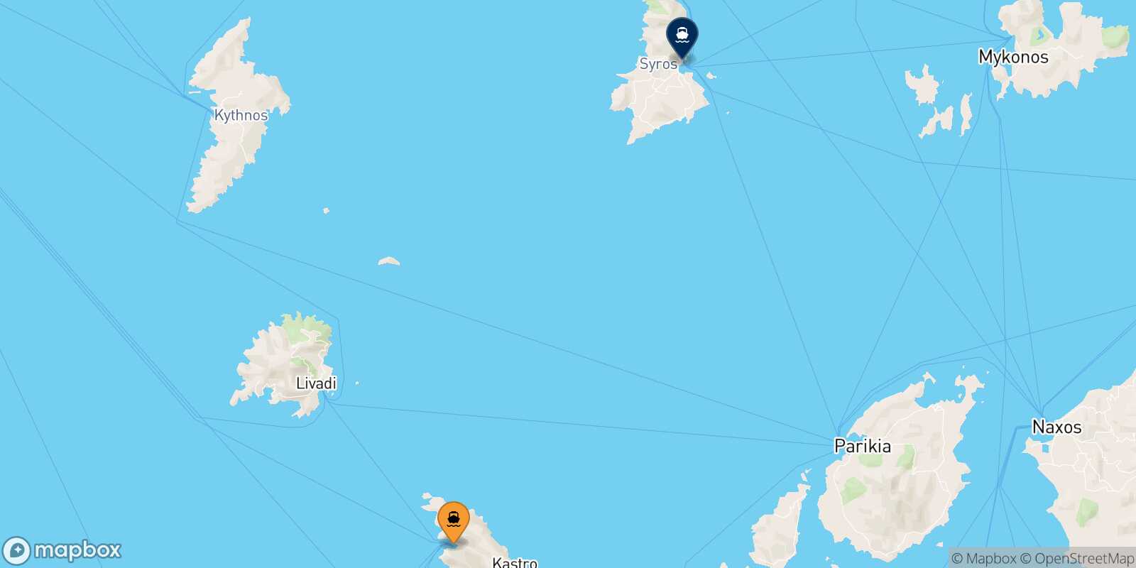 Mapa de la ruta Sifnos Syros