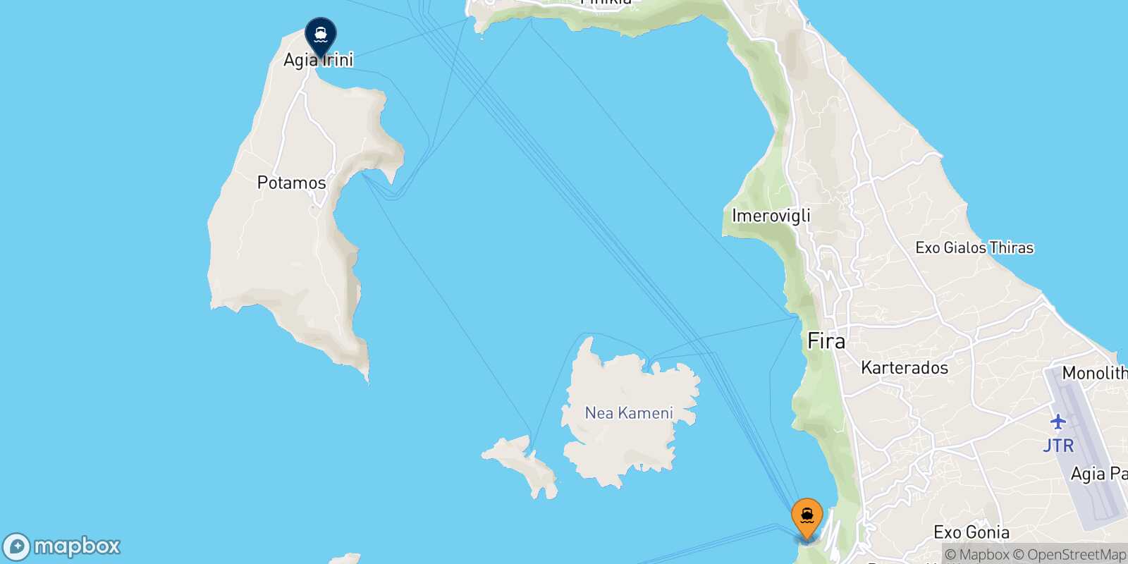 Mapa de la ruta Santorini Thirassia