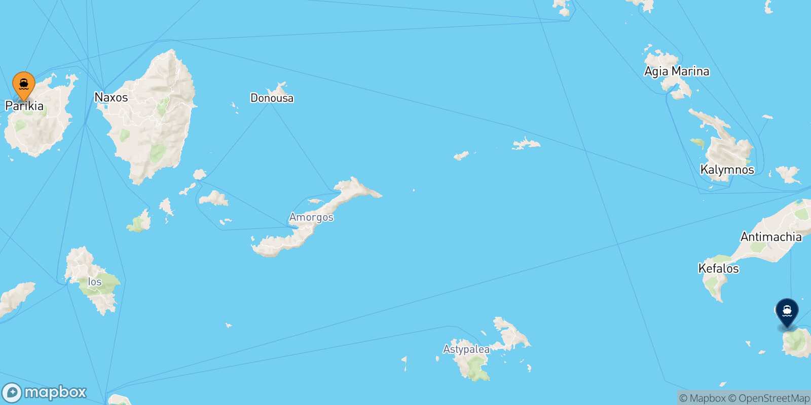 Mapa de la ruta Paros Nisyros