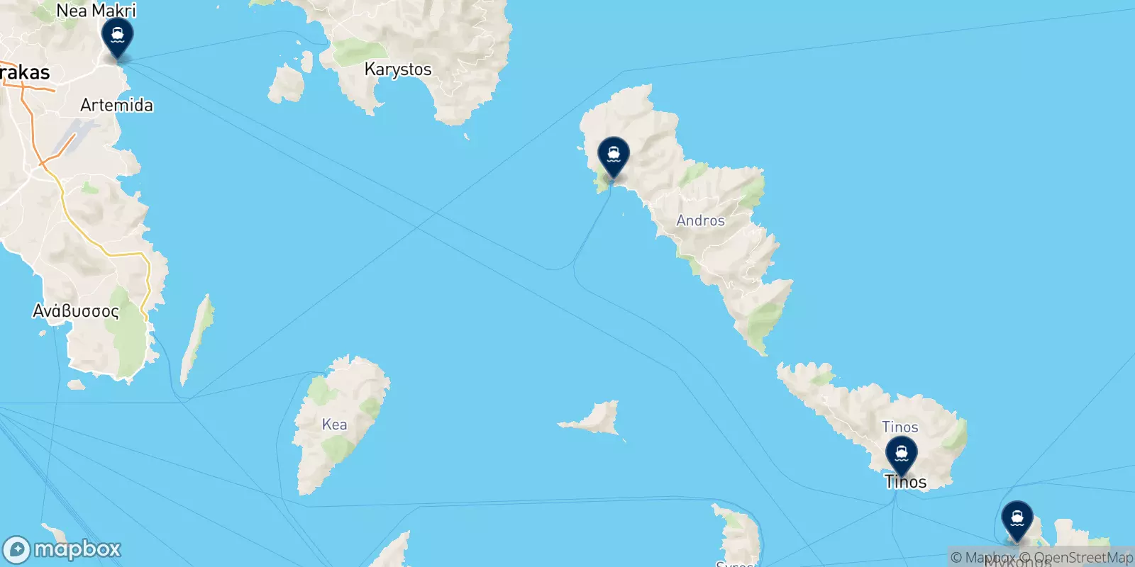 Mapa de los destinos Golden Star Ferries