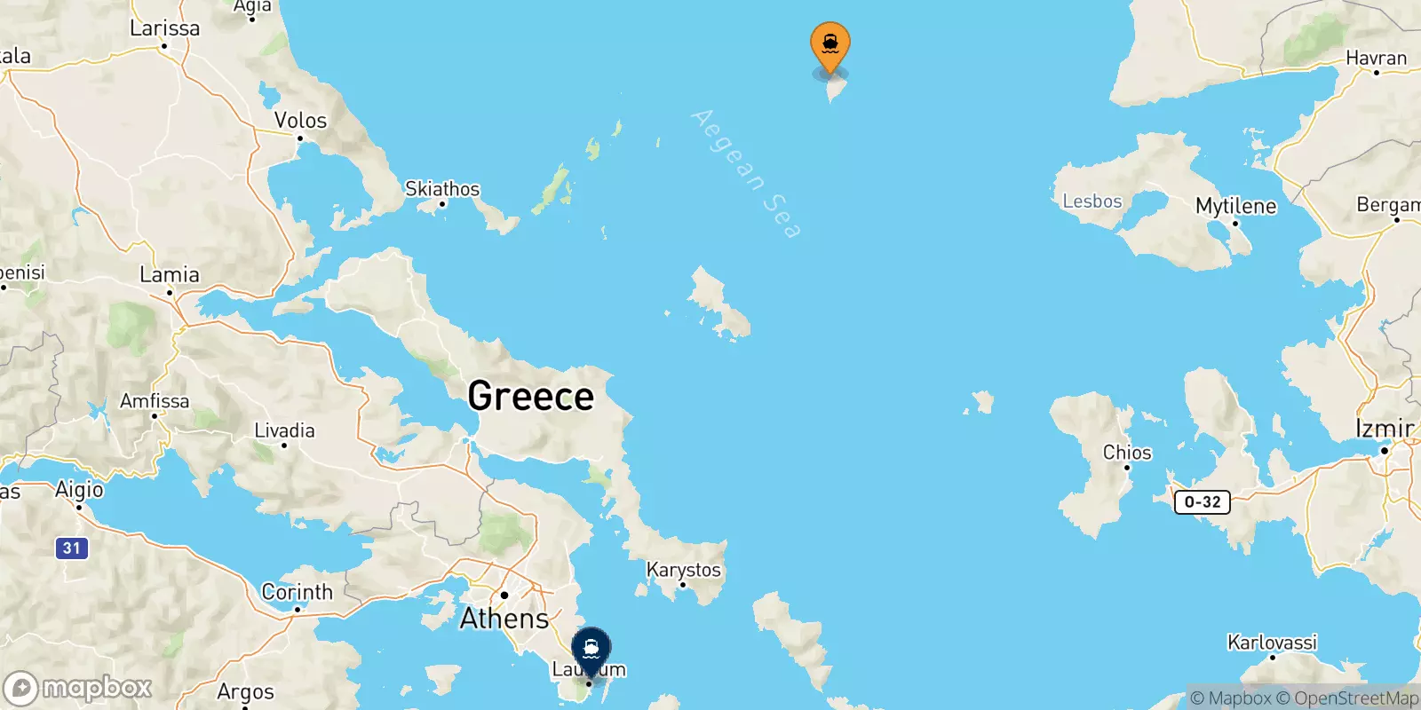 Ferries de Agios Efstratios a Lavrio