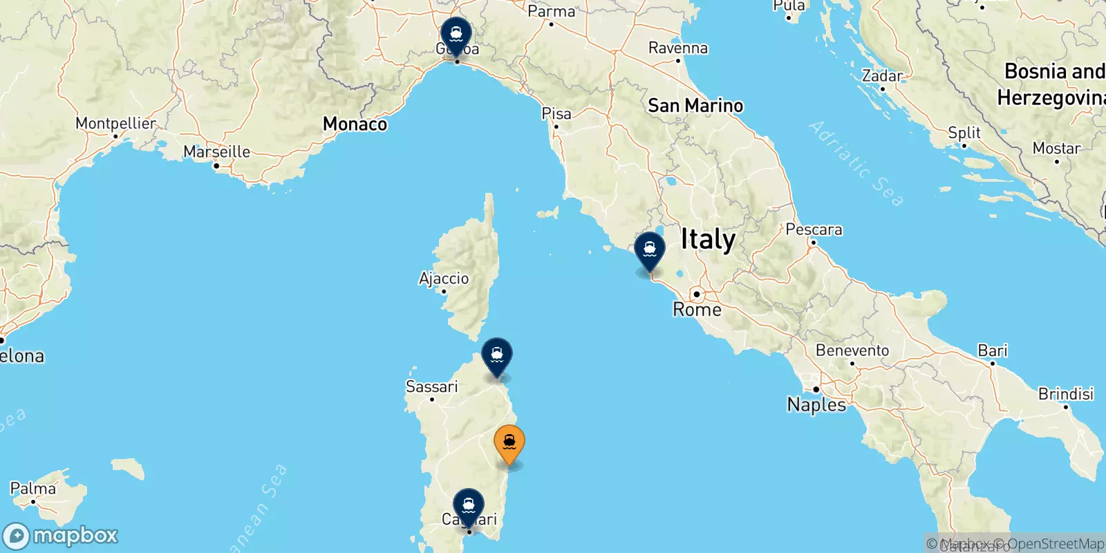 Ferries de Arbatax a Italia