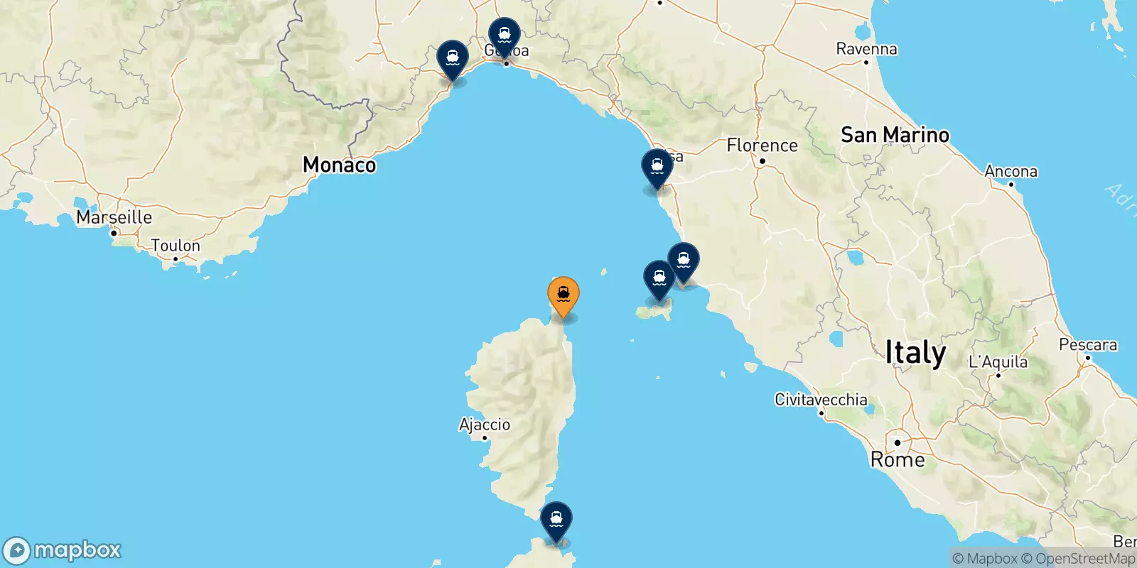 Ferries de Bastia a Italia