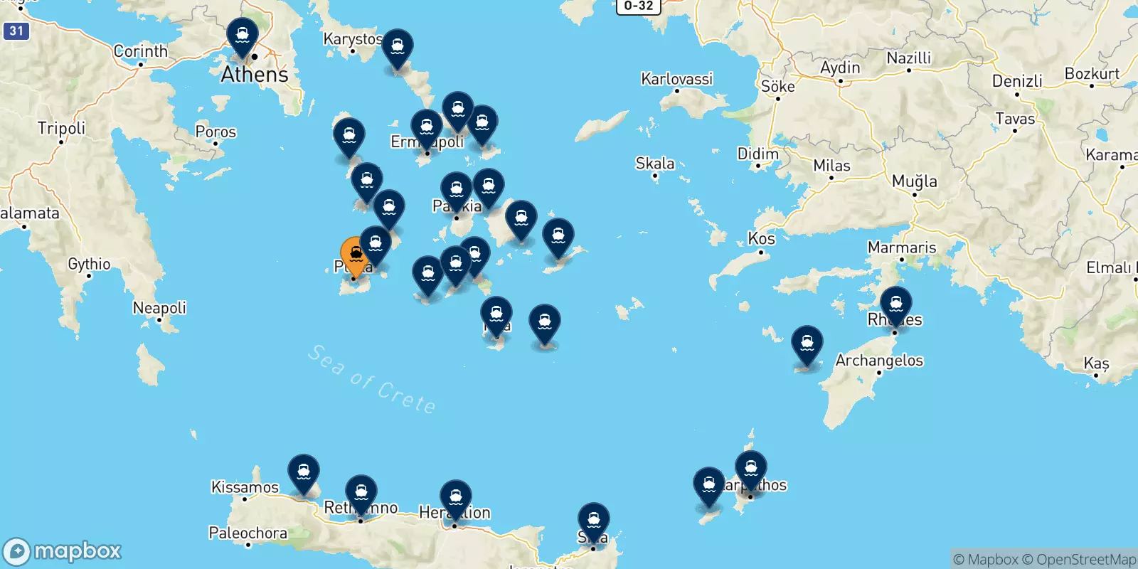 Ferries de Milos a Grecia