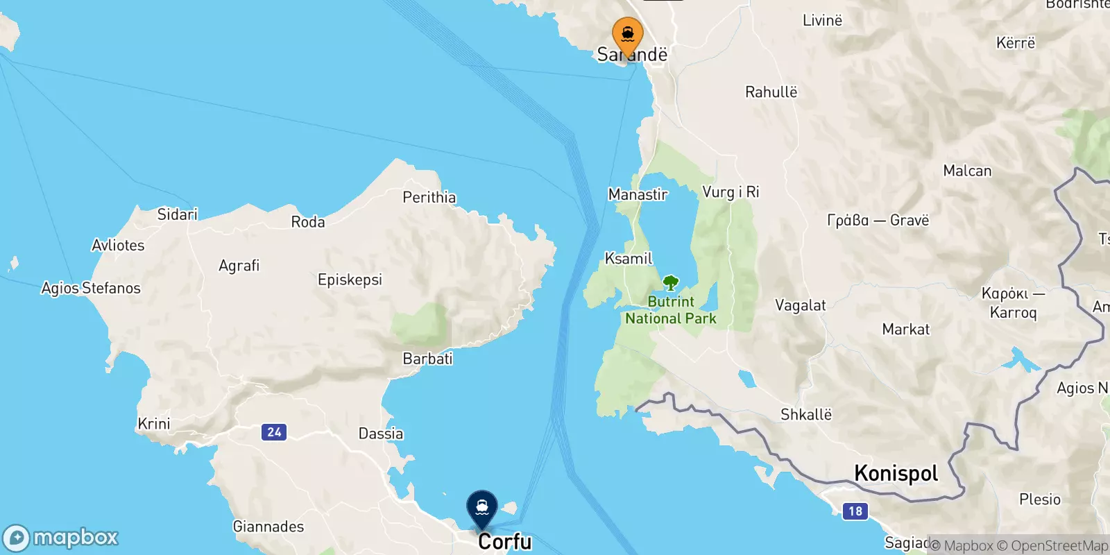 Ferries de Saranda a Islas Jonicas