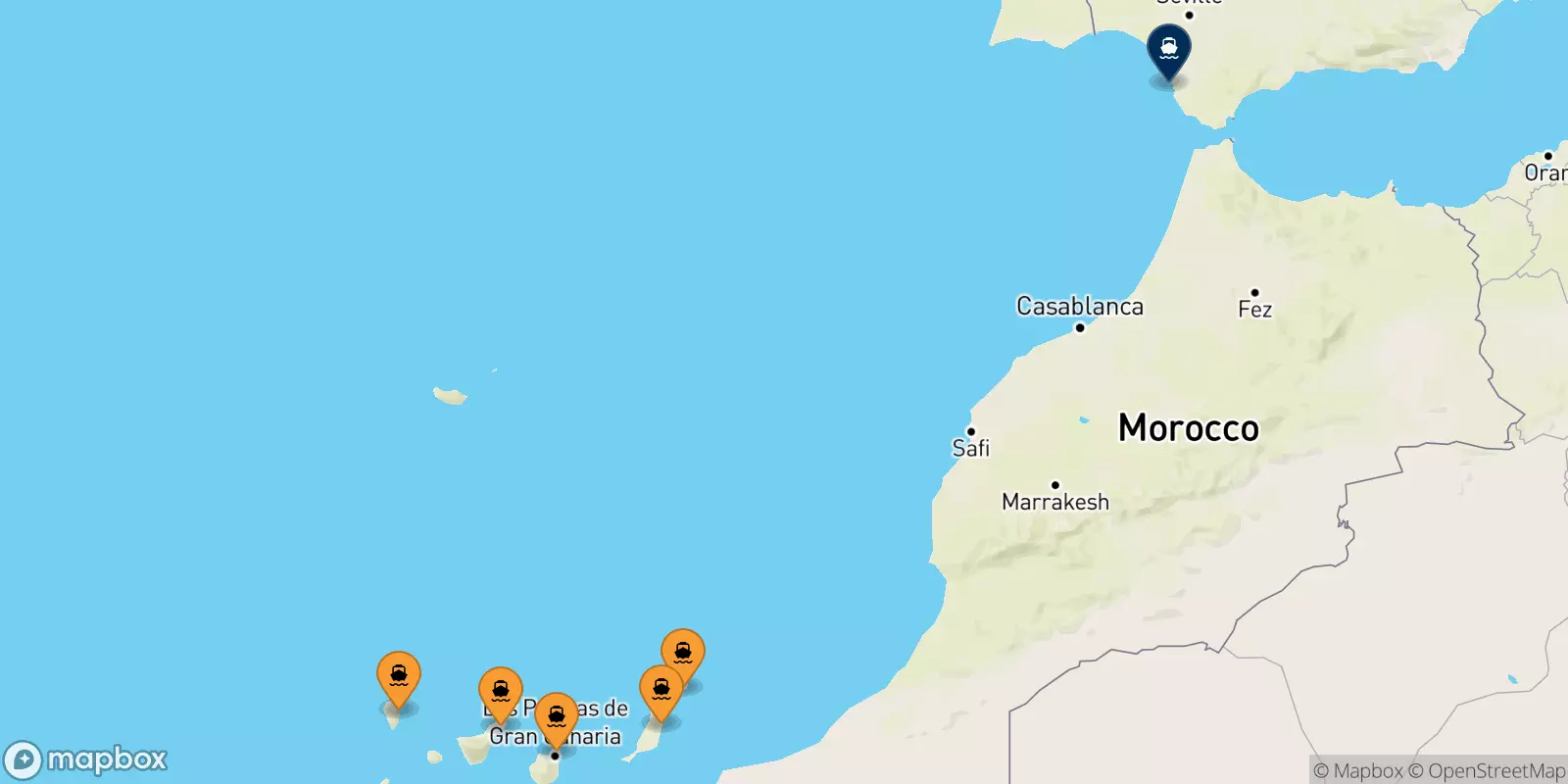 Ferries de España a Cadiz