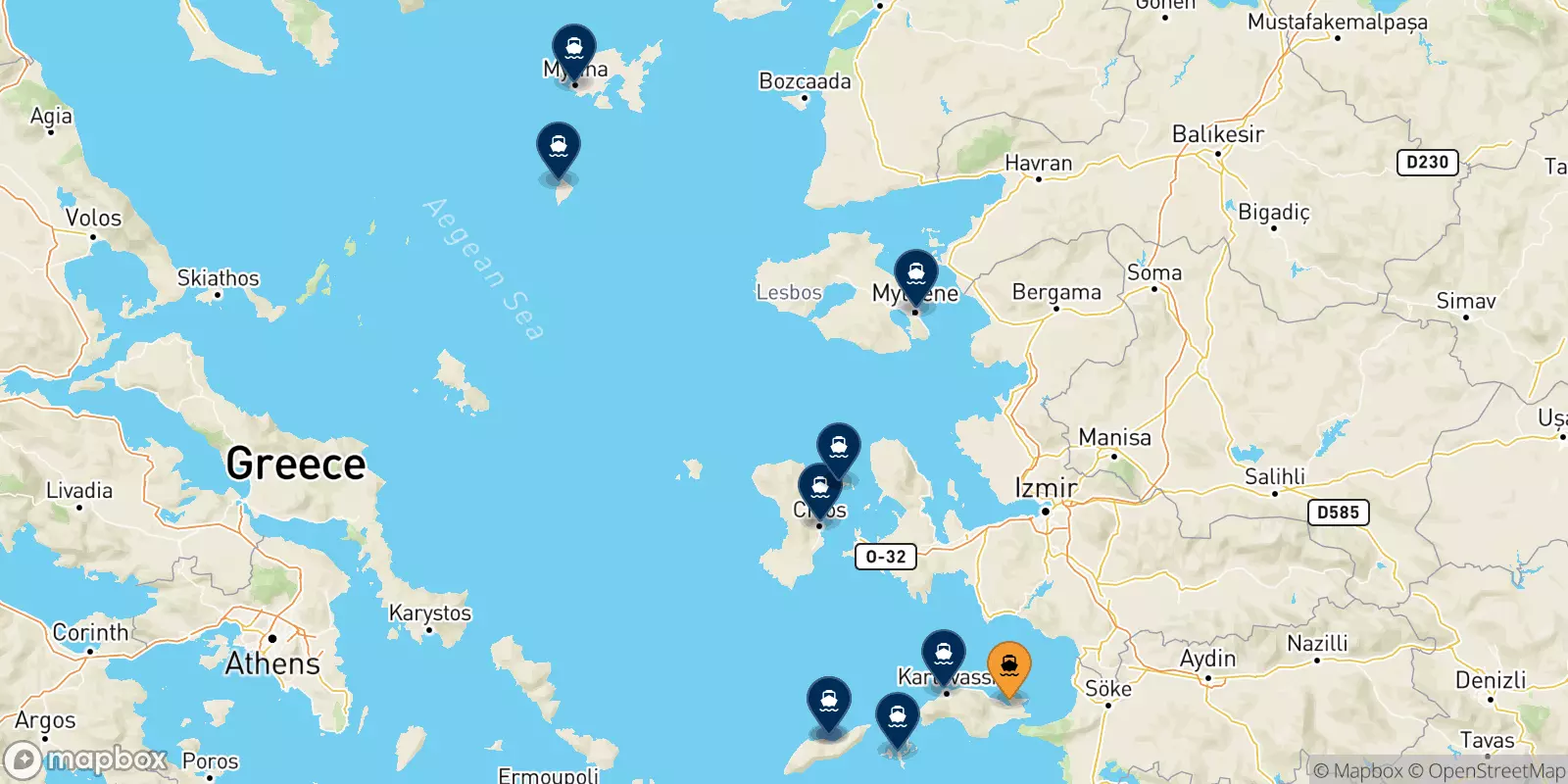 Ferries de Vathi (Samos) a Islas Del Egeo