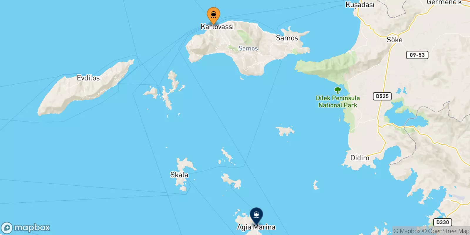 Ferries de Pythagorio (Samos) a Agia Marina (Leros)