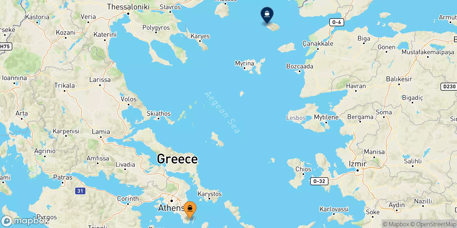 Ferries de Lavrio a Samothraki