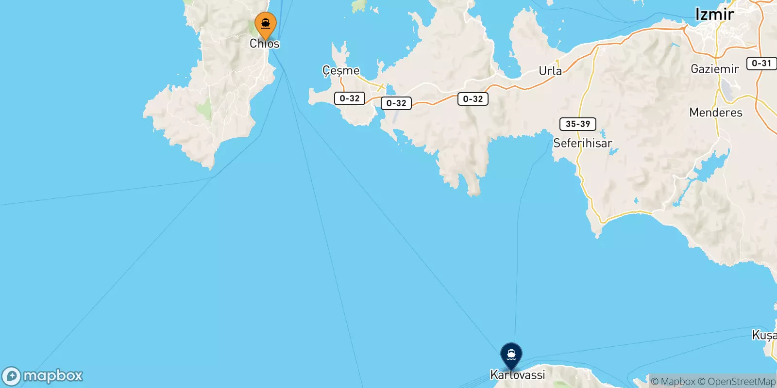 Ferries de Quios a Pythagorio (Samos)