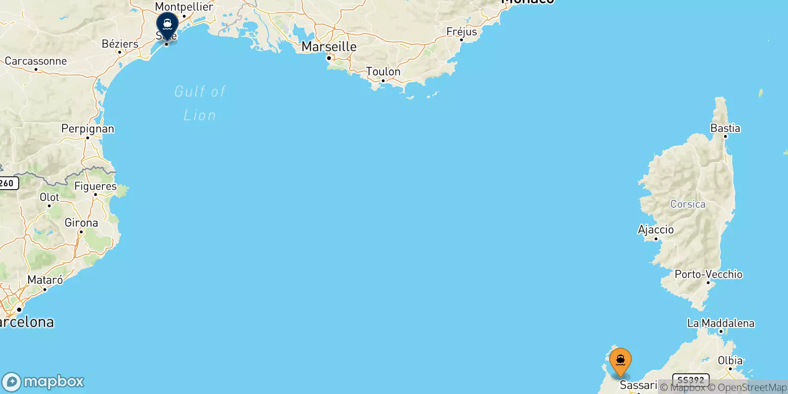 Ferries de Cerdeña a Sète